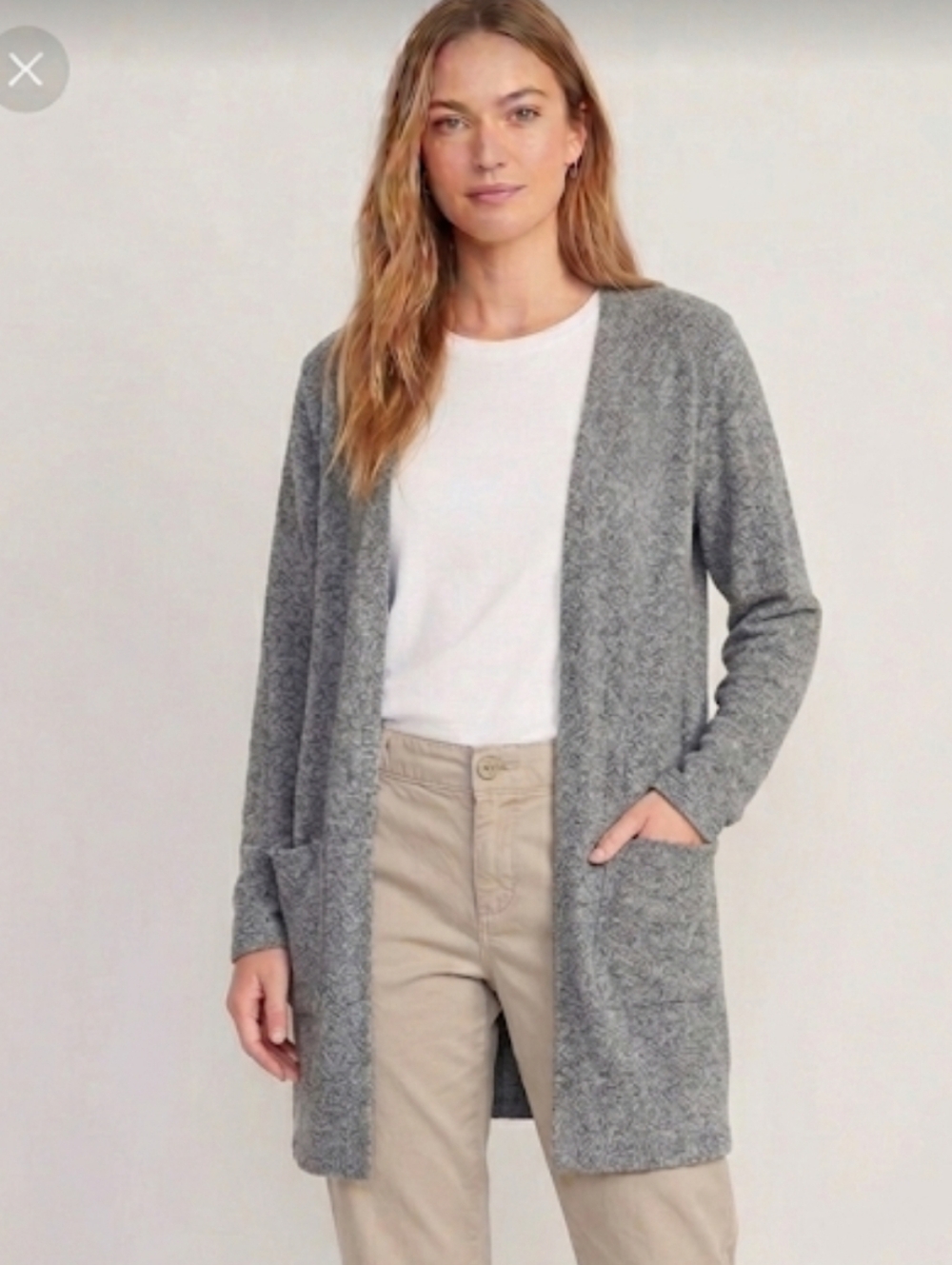 Zyia Active Boyfriend Lounge Cardigan, Grey/Green, Sz L
